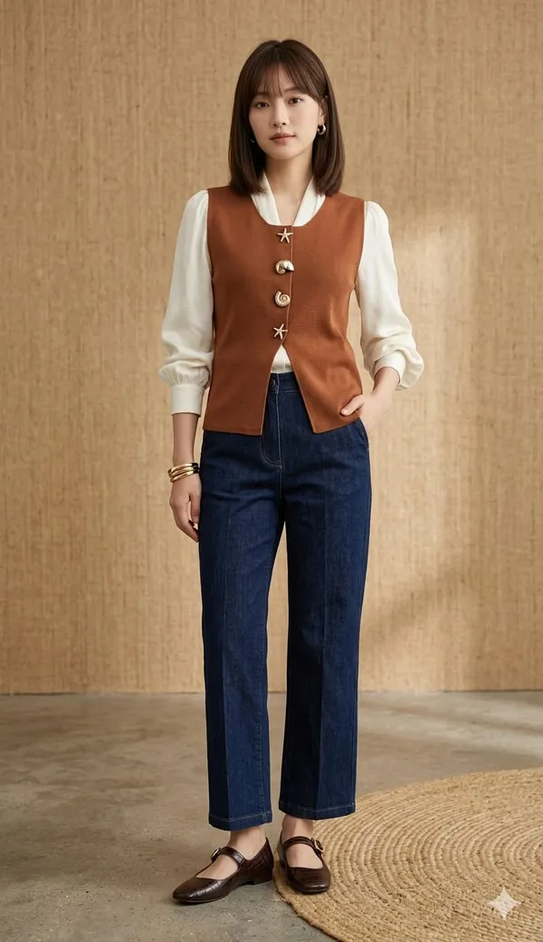 Mermaid_knitted_Korean_vest_Brown