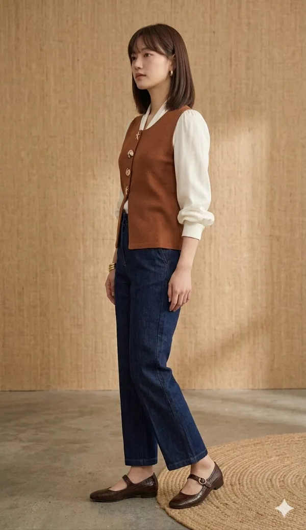 Mermaid_knitted_Korean_vest_Brown