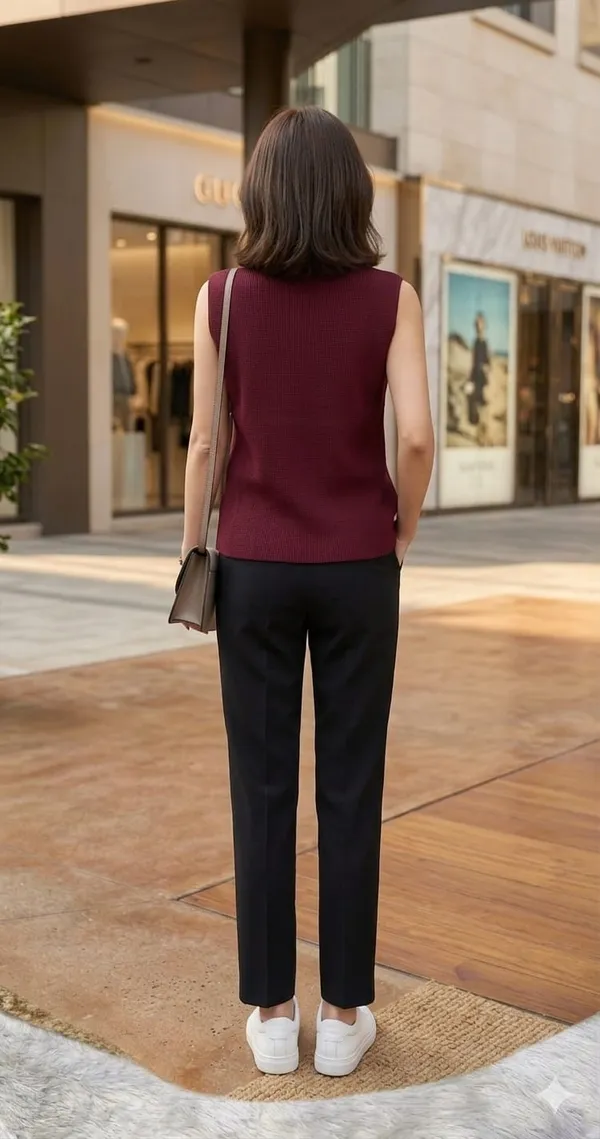Mermaid_knitted_Korean_vest_Top_Maroon