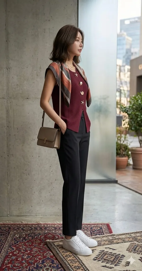 Mermaid_knitted_Korean_vest_Top_Maroon