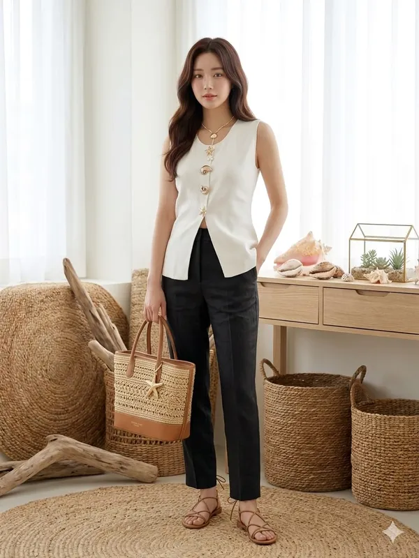 Mermaid_knitted_Korean_vestTop_White