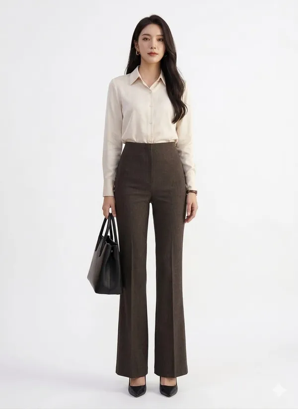 Women_Texture_Flared_Sculpted_High-Rise_Trousers_-_Brown