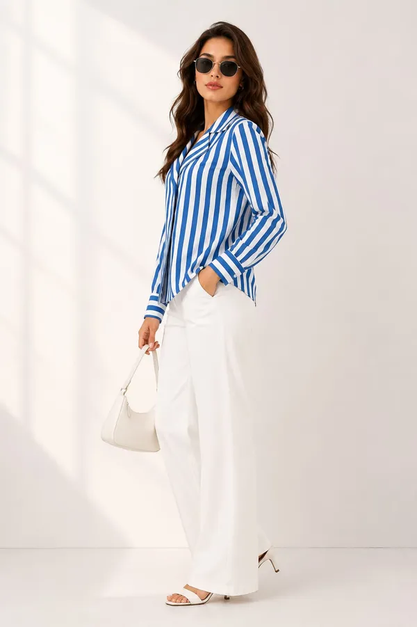 Women_Stripe_Blazer_Shirt_Blue