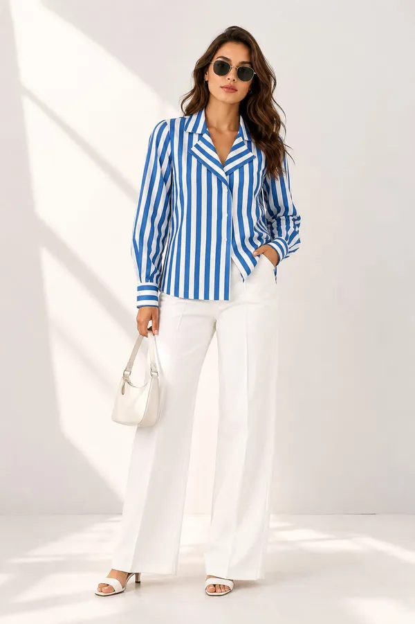 Women_Stripe_Blazer_Shirt_Blue
