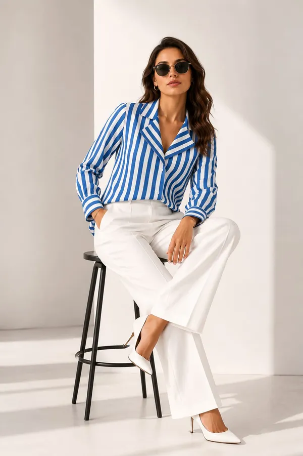 Women_Stripe_Blazer_Shirt_Blue