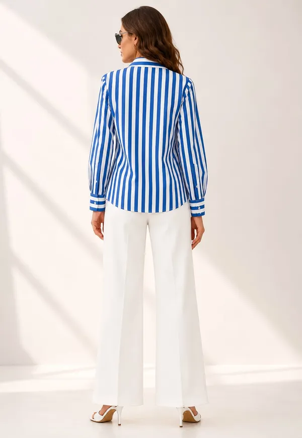 Women_Stripe_Blazer_Shirt_Blue