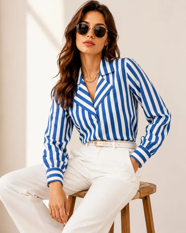 Women_Stripe_Blazer_Shirt_Blue