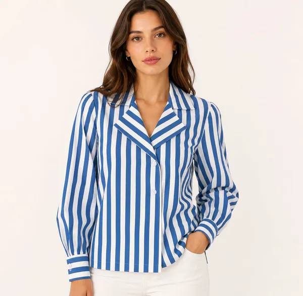 Women_Stripe_Blazer_Shirt_Blue