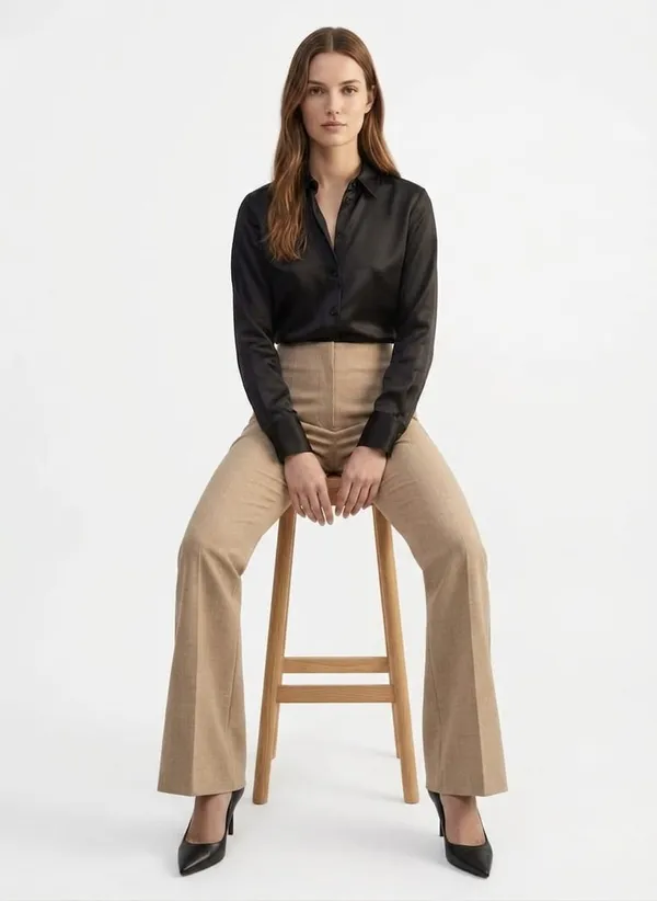 Women_Textured__Flared_Sculpted_High-Rise_Trousers_-_Beige