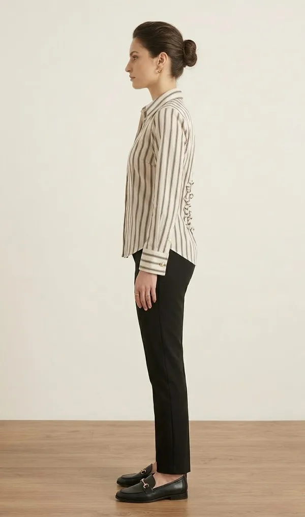 Women_stripe_fitted_shirt_Beige