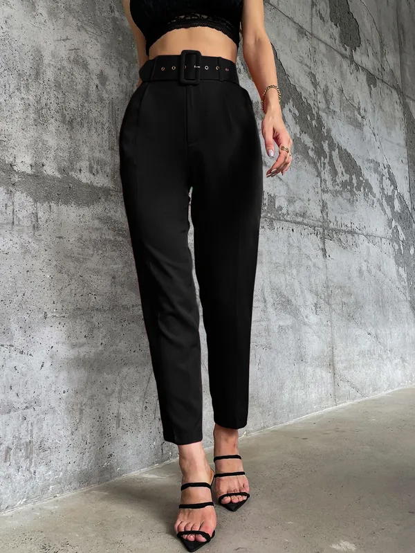 Black_Zara_Belted_Formal_Pant_For_Women