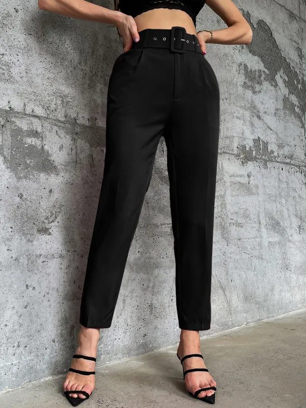 Black_Zara_Belted_Formal_Pant_For_Women