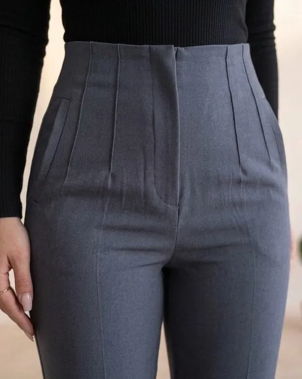 Women_High_Waisted_Stitch_Details_Formal_Pants_Dark_grey