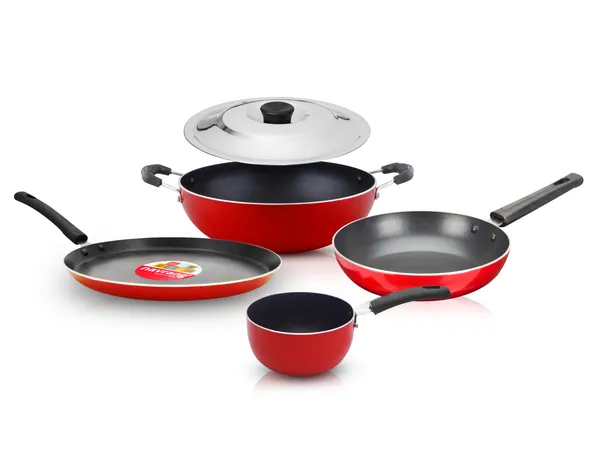 Set_of_5_pcs_Red_Nonstick_Cookware_Set_Dosa_Tawa,Kadai,Sauce_Pan,_Fry_Pan_And_Common_SS_Lid