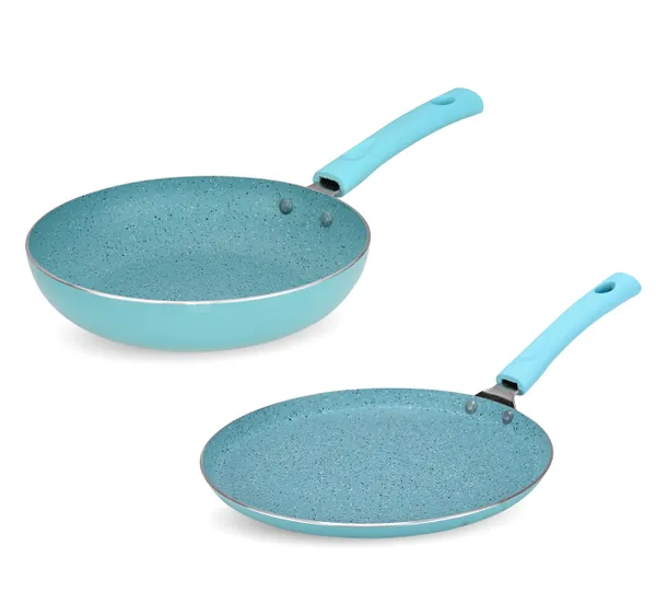 Set_of_2_pcs_Aqua_Blue_Granite_Aluminium_Non-Stick_Cookware_Set,Tawa_260_mm_&_Fry_Pan_240_mm_&_Glass_Lid,Non-Induction