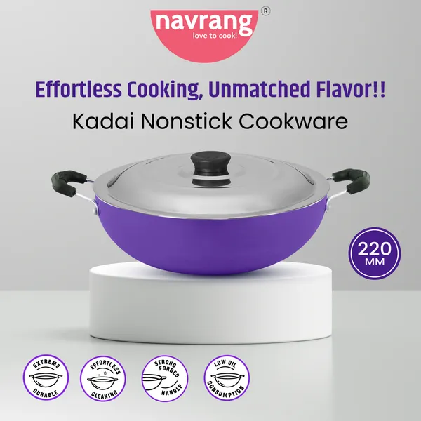 Purple_Non-Stick_Non_Induction_Aluminium_Kadhai_220Mm_With_Ss_Lid