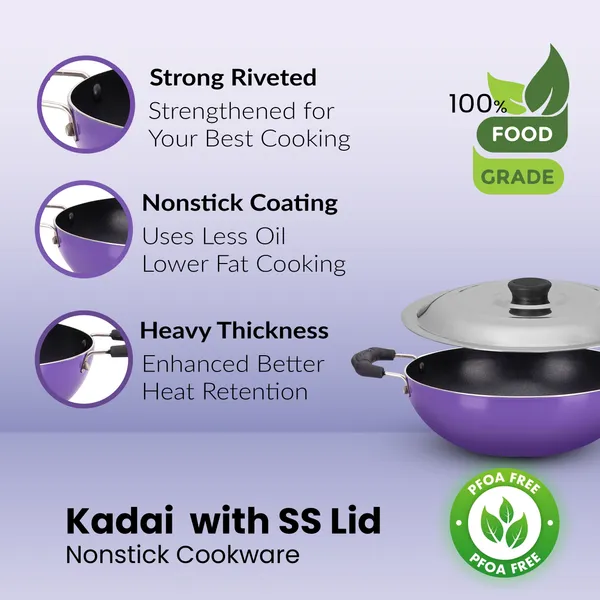 Purple_Non-Stick_Non_Induction_Aluminium_Kadhai_220Mm_With_Ss_Lid