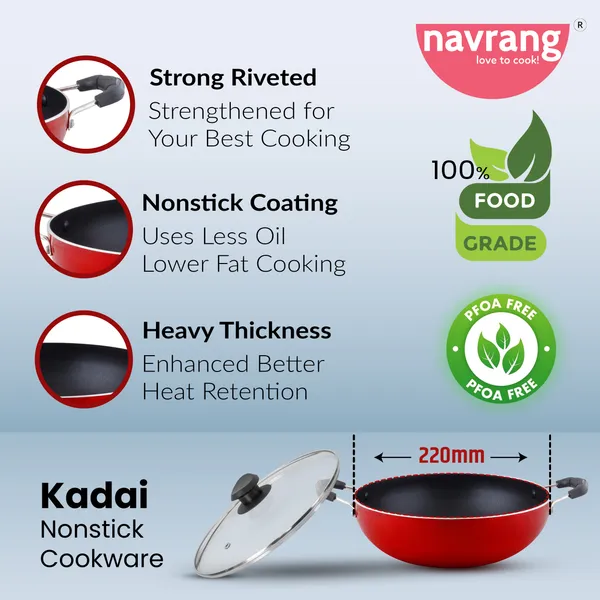 Red_Non-Stick_Non_Induction_Aluminium_Kadhai_220Mm_With_Glass_Lid,
