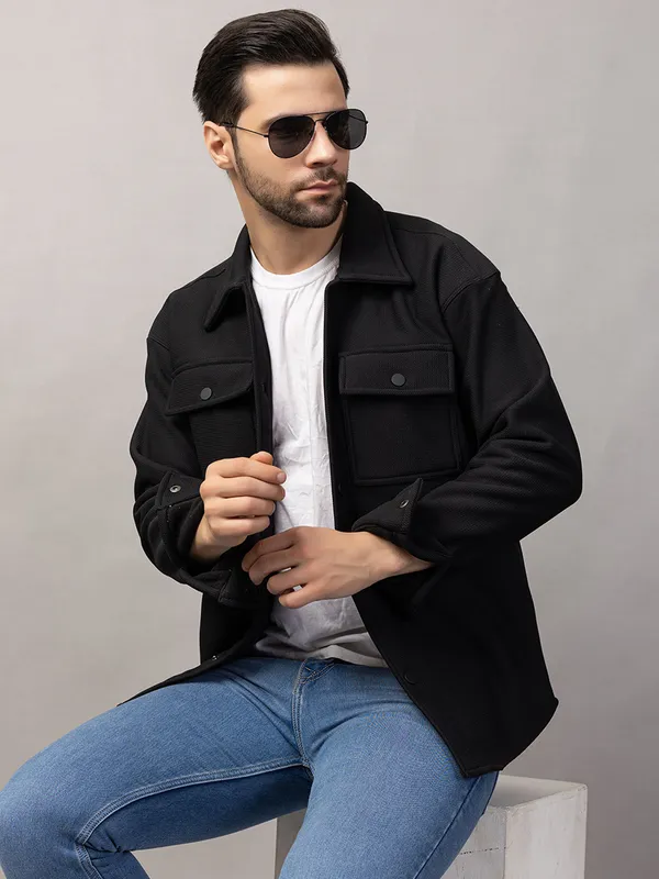 Black_Felt_Shacket_with_Flap_Pockets_For_Men