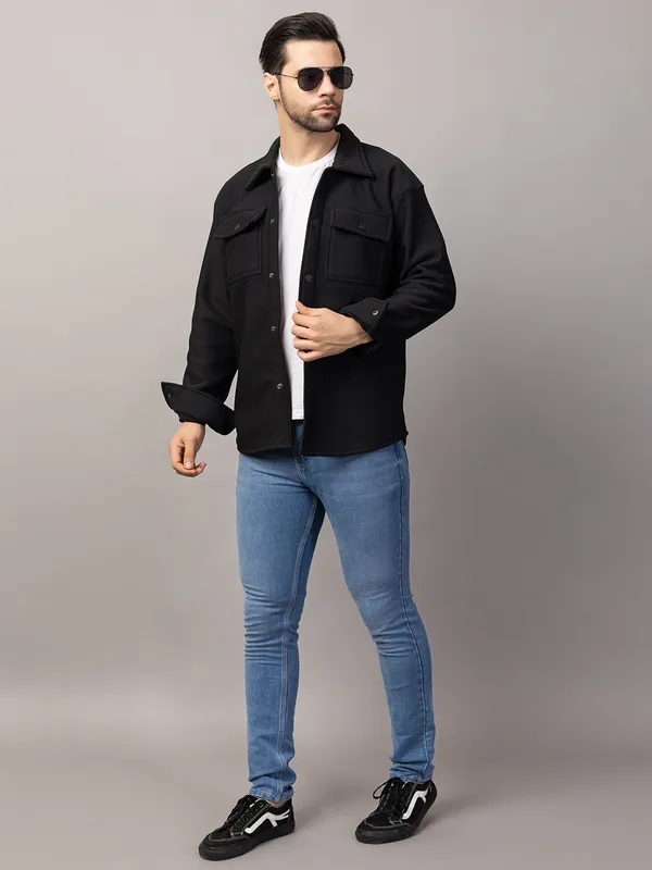 Black_Felt_Shacket_with_Flap_Pockets_For_Men