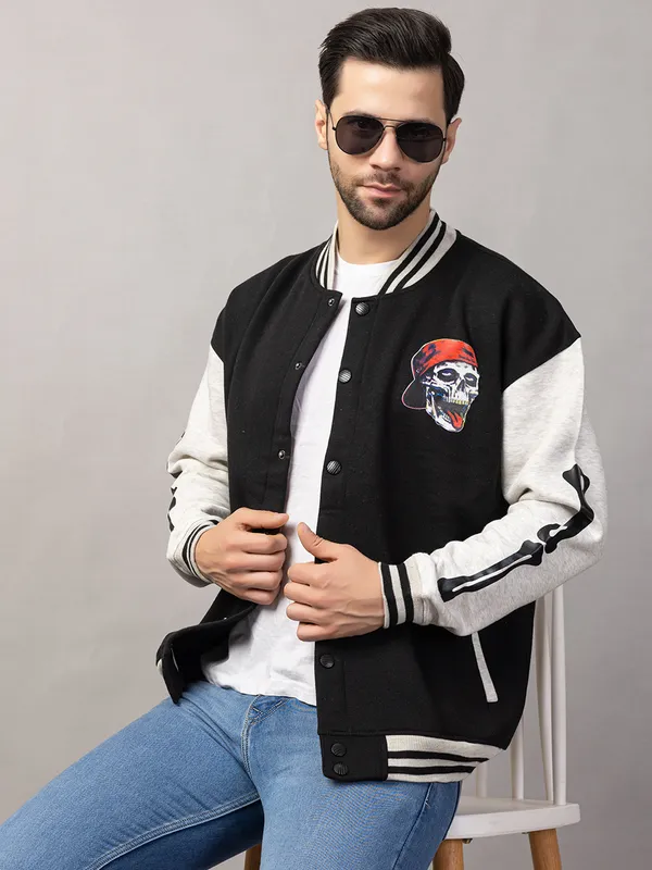 Black_Cotton_Blend_Printed_Stylish_Varsity_Jacket_For_Men