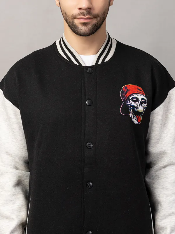 Black_Cotton_Blend_Printed_Stylish_Varsity_Jacket_For_Men