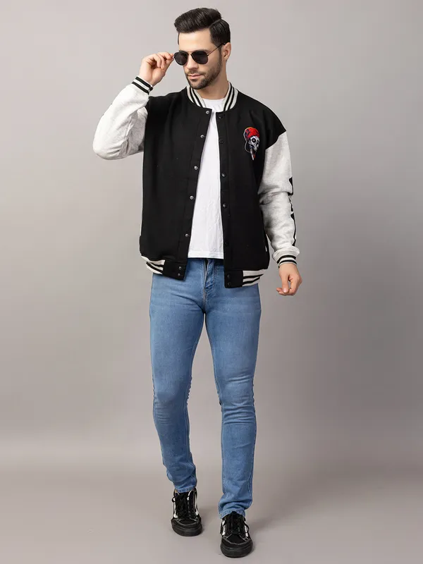 Black_Cotton_Blend_Printed_Stylish_Varsity_Jacket_For_Men