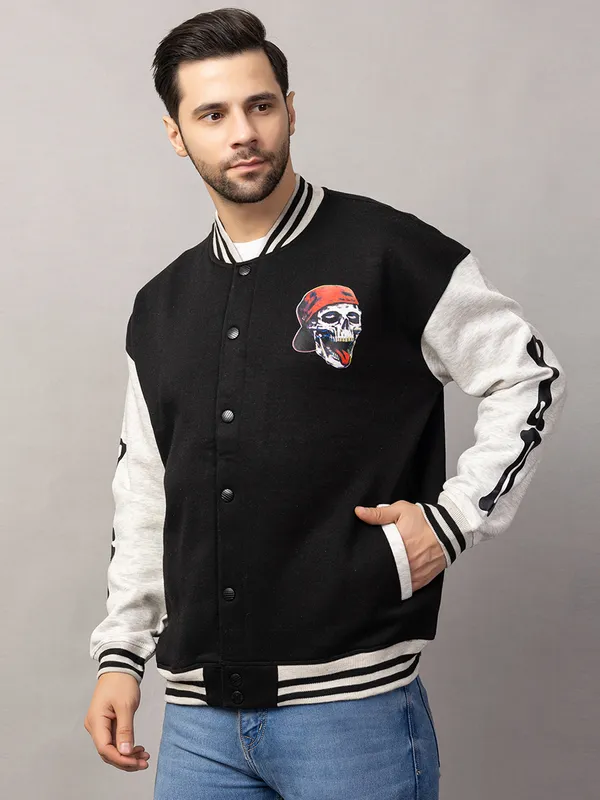 Black_Cotton_Blend_Printed_Stylish_Varsity_Jacket_For_Men
