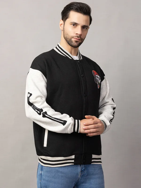 Black_Cotton_Blend_Printed_Stylish_Varsity_Jacket_For_Men