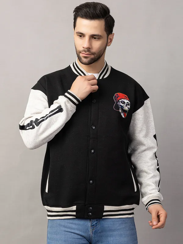 Black_Cotton_Blend_Printed_Stylish_Varsity_Jacket_For_Men