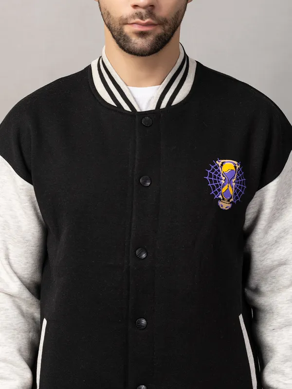 Black_Cotton_Blend_Printed_Stylized_Varsity_Jacket_For_Men