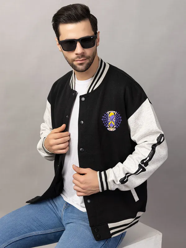 Black_Cotton_Blend_Printed_Stylized_Varsity_Jacket_For_Men
