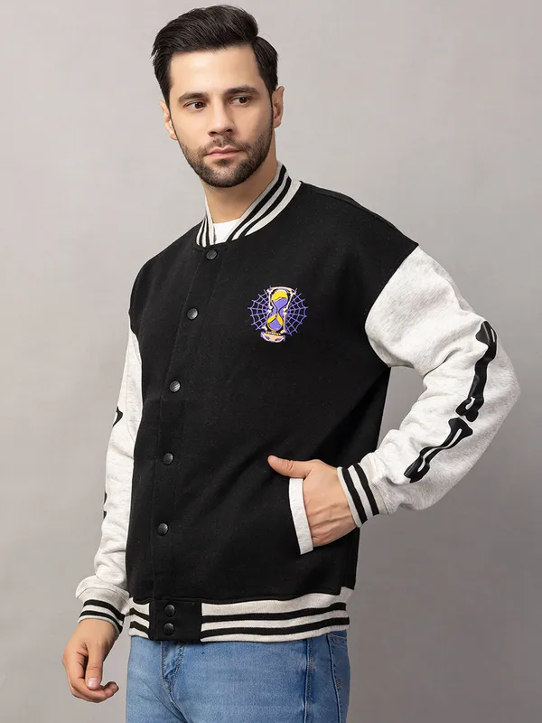 Black_Cotton_Blend_Printed_Stylized_Varsity_Jacket_For_Men