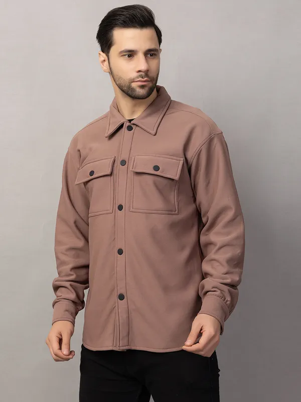 Brown_Felt_Shacket_with_Flap_Pockets_For_Men