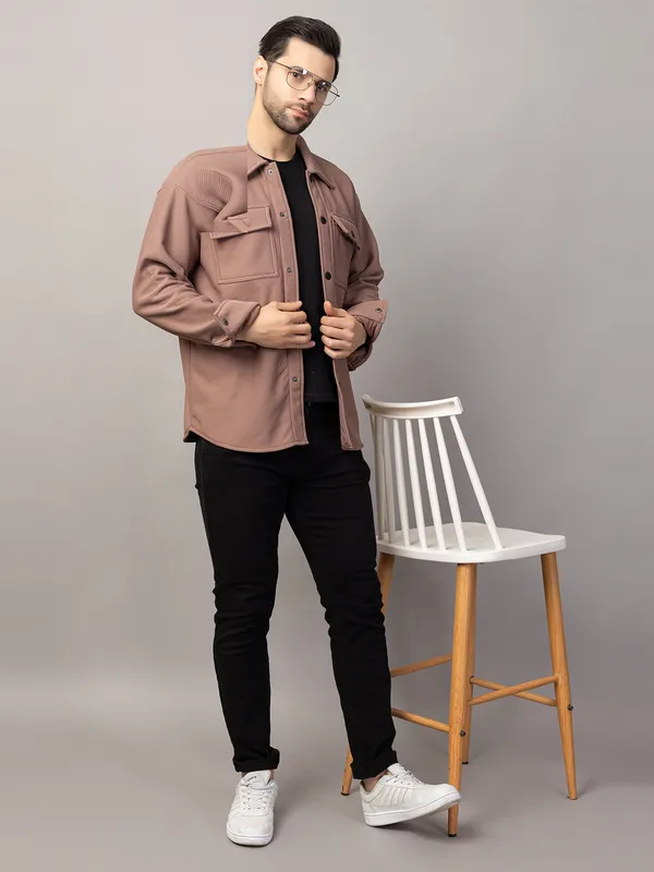 Brown_Felt_Shacket_with_Flap_Pockets_For_Men