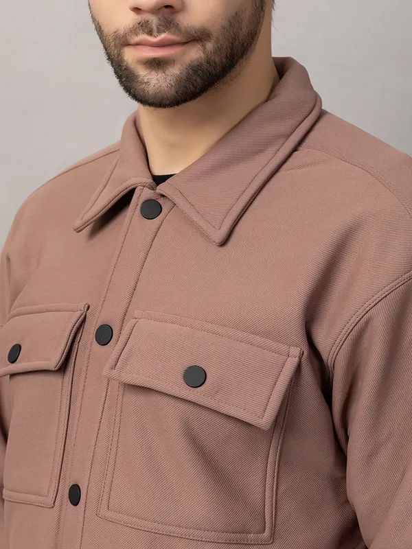 Brown_Felt_Shacket_with_Flap_Pockets_For_Men