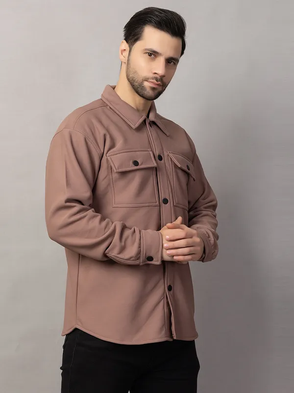 Brown_Felt_Shacket_with_Flap_Pockets_For_Men