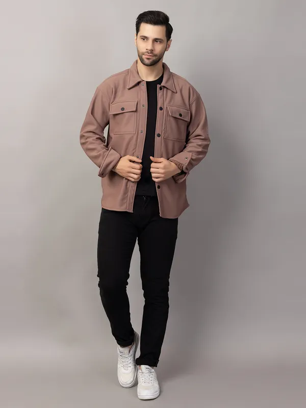 Brown_Felt_Shacket_with_Flap_Pockets_For_Men