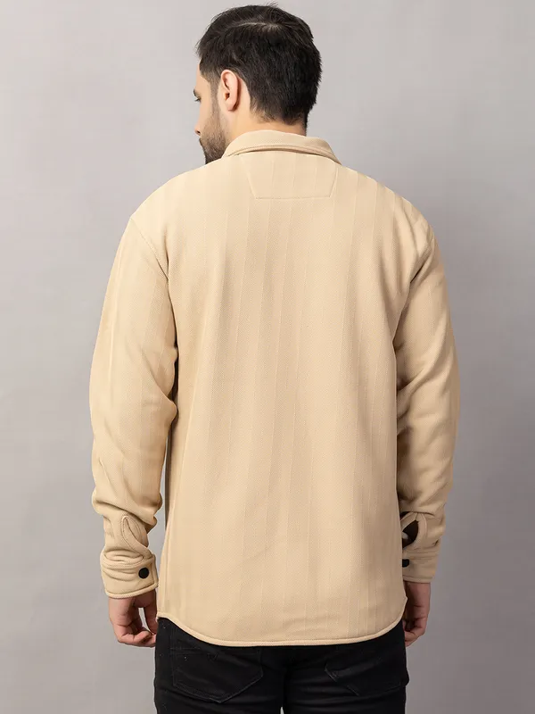 Cream_Felt_Shacket_with_Flap_Pockets_For_Men