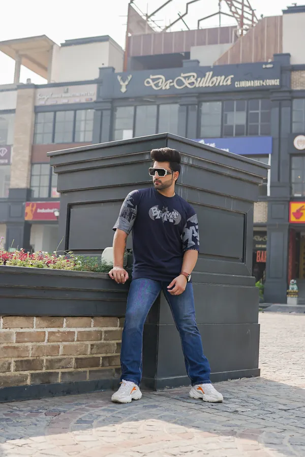 Navy_Cotton_Blend_Printed_Round_Neck_Soft_T-Shirt_For_Men