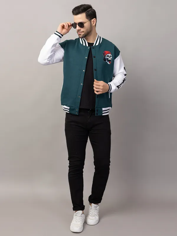 Green_Cotton_Blend_Printed_Stylish_Varsity_Jacket_For_Men