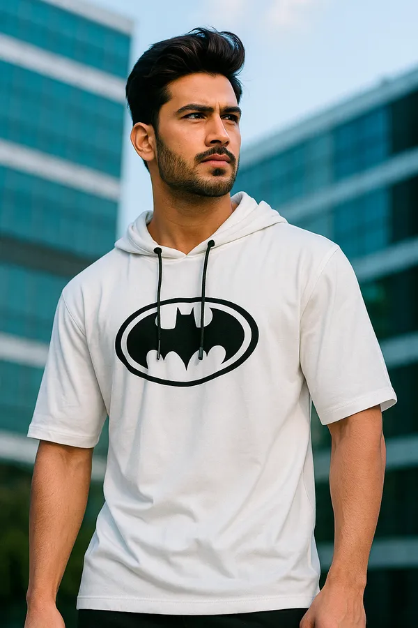 White_Cotton_Blend_Printed_Hooded_Neck_Soft_T-Shirt_For_Men