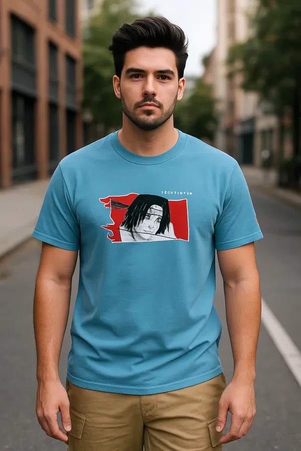 Blue_Cotton_Blend_Printed_Round_Neck_Soft_T-Shirt_For_Men