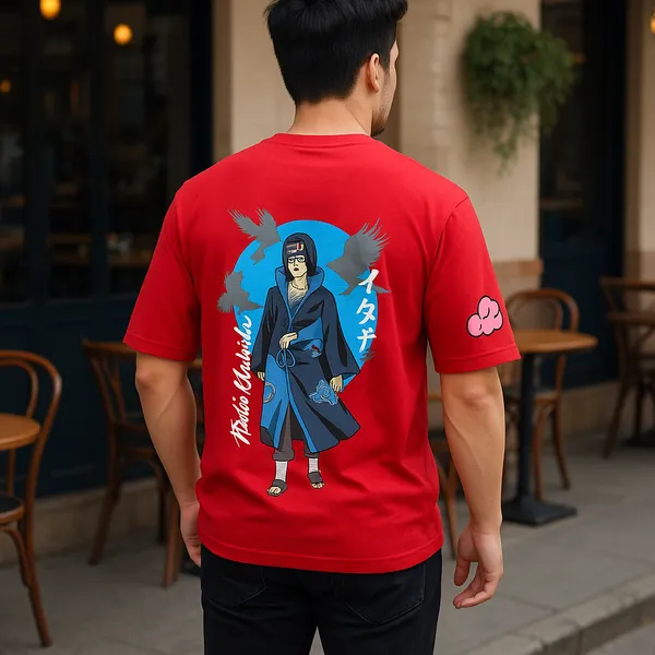 Red_Cotton_Blend_Printed_Round_Neck_Soft_T-Shirt_For_Men