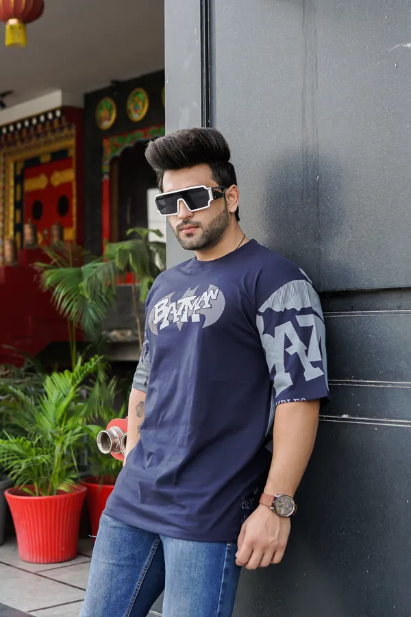 Navy_Cotton_Blend_Printed_Round_Neck_Soft_T-Shirt_For_Men