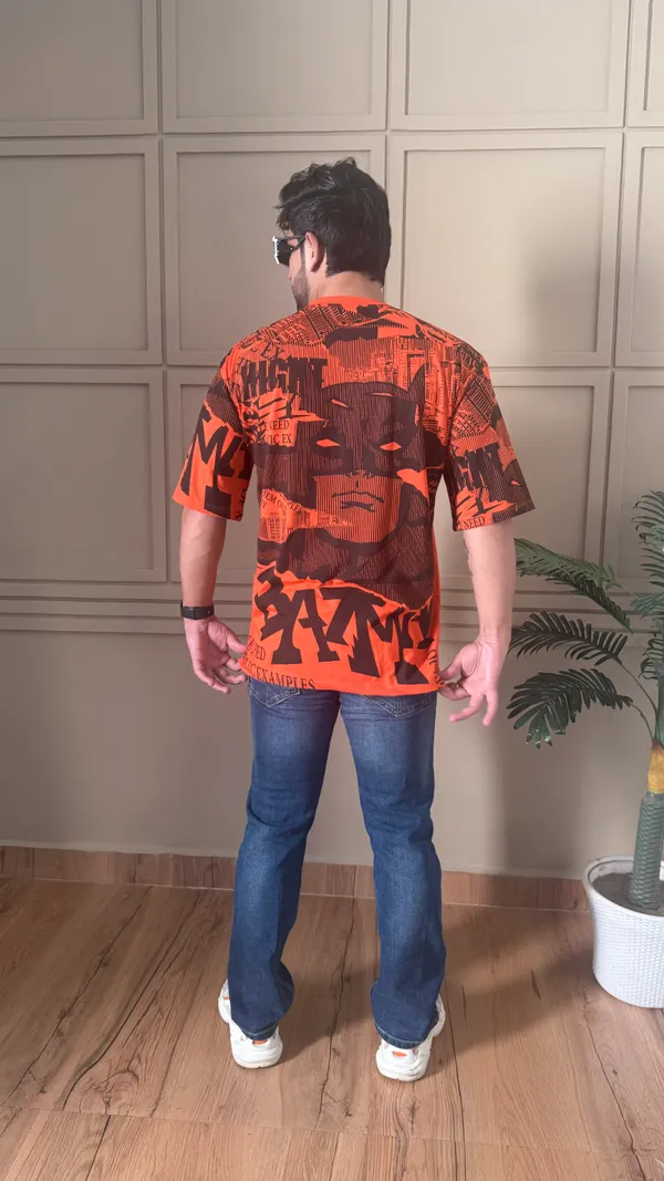 Orange_Cotton_Blend_Printed_Round_Neck_Soft_T-Shirt_For_Men