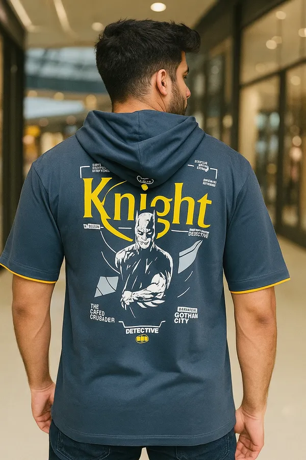 Blue_Cotton_Blend_Printed_Hooded_Neck_Soft_T-Shirt_For_Men