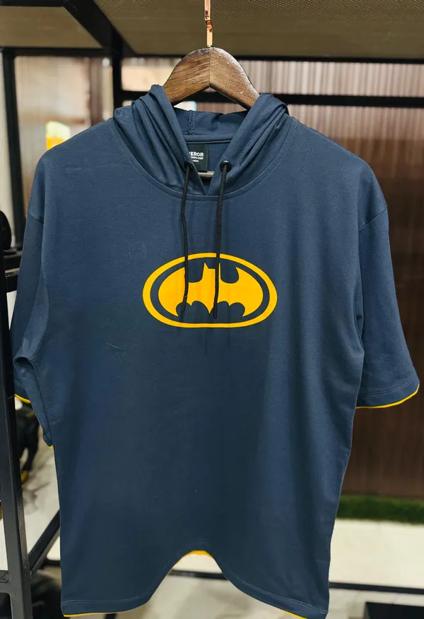 Blue_Cotton_Blend_Printed_Hooded_Neck_Soft_T-Shirt_For_Men