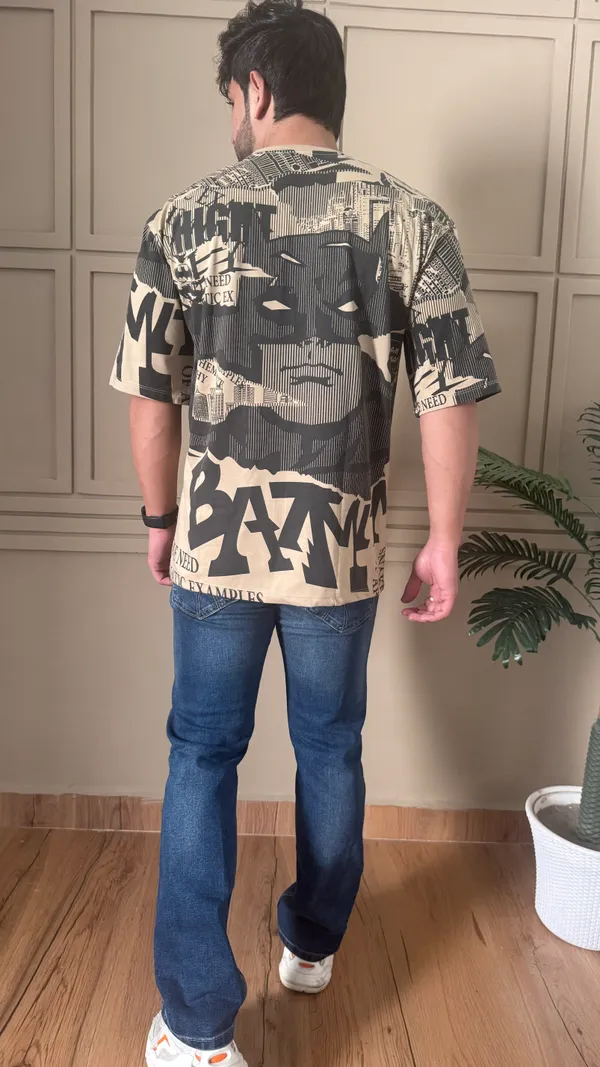 Tan_Cotton_Blend_Printed_Round_Neck_Soft_T-Shirt_For_Men