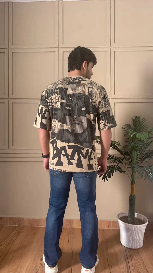 Tan_Cotton_Blend_Printed_Round_Neck_Soft_T-Shirt_For_Men